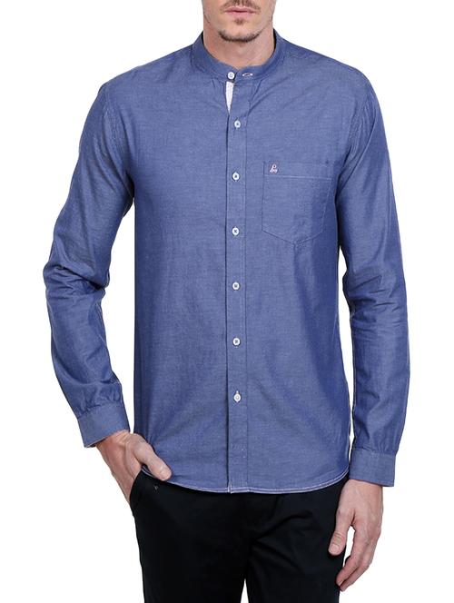 blue cotton casual shirt - 12788628 - Very Small Image - 1