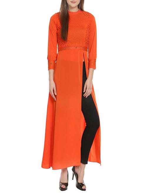 orange polyester long tunic - 12789702 - Very Small Image - 1