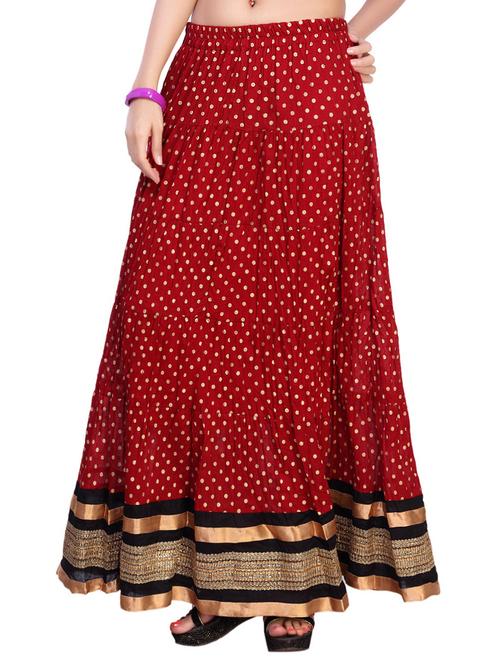 red printed chiffon skirt - 12791246 - Very Small Image - 1