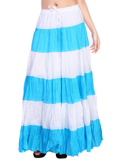 light blue striped cotton flared skirt - 12791254 - Very Small Image - 1