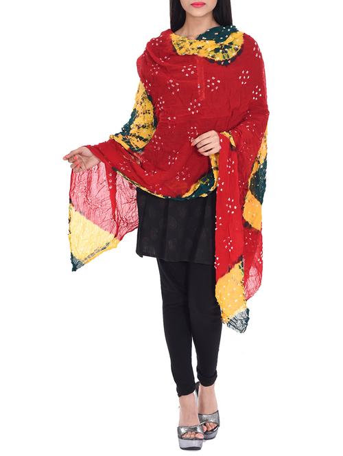 red cotton dupatta - 12792103 - Very Small Image - 1