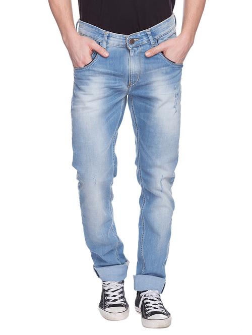spykar mens mid blue low rise jeans (actif) - 12792485 - Very Small Image - 1