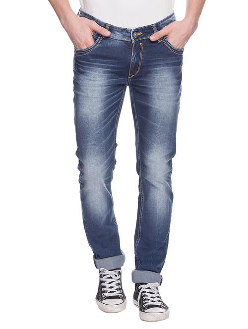 spykar mens mid blue skinny fit low rise jeans (actif) - 12792487 - Very Small Image - 1