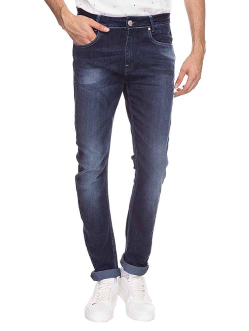 mufti mens dark blue super slim fit mid rise jeans - 12792496 - Very Small Image - 1