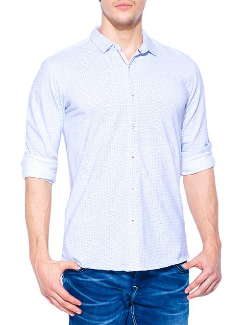 white geometric cotton casual shirt - 12792598 - Very Small Image - 1