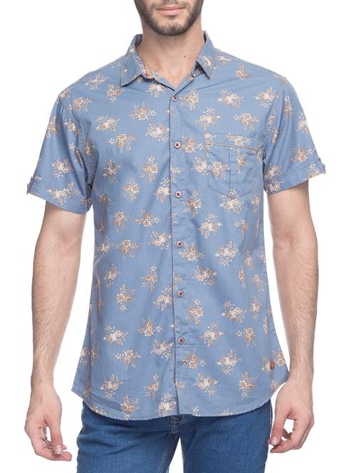 blue cotton casual shirt - 12792608 - Very Small Image - 1