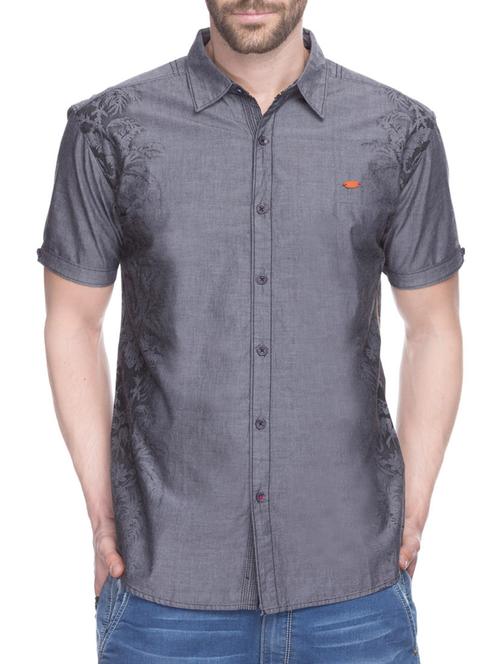 grey cotton casual shirt - 12792613 - Very Small Image - 1