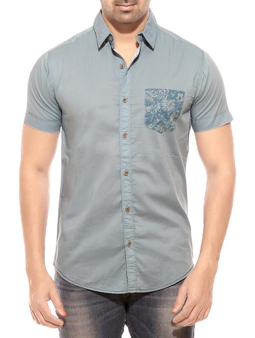 mufti mens blue slim fit mid rise casual shirts - 12792636 - Very Small Image - 1