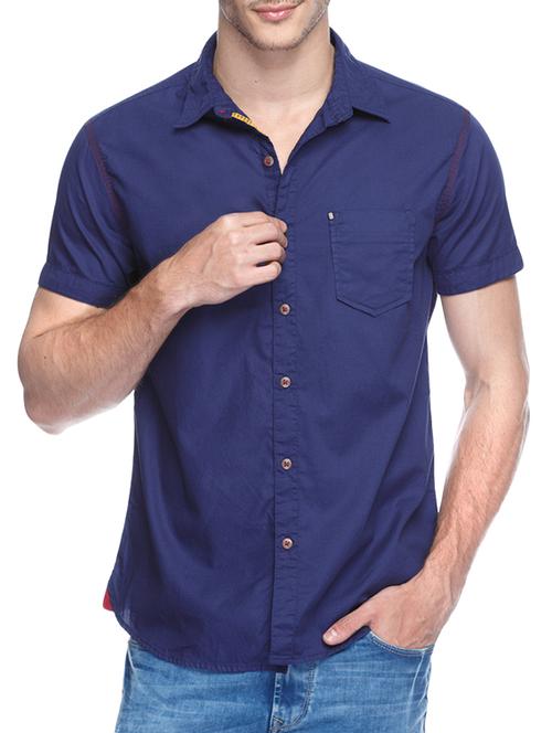 blue cotton casual shirt - 12792660 - Very Small Image - 1