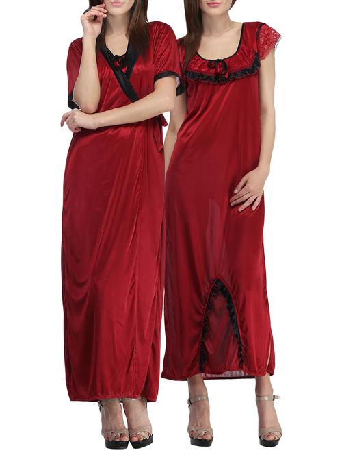 red satin others gown & kimono set - 12793030 - Very Small Image - 1