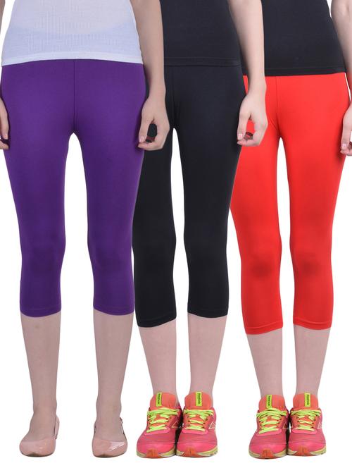 set of 3 multicolored cotton capris - 12793306 - Very Small Image - 1