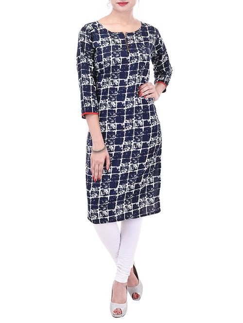 blue rayon straight kurti - 12793618 - Very Small Image - 1