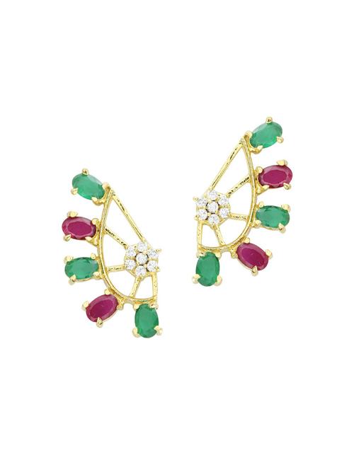 parijaat designer gold plated cz cuff earring for women. - 12796382 - Very Small Image - 1