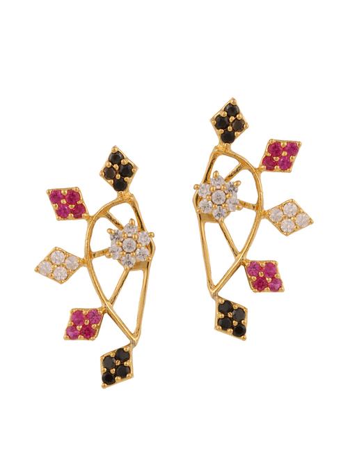 parijaat designer gold plated cz cuff earring for women. - 12796398 - Very Small Image - 1