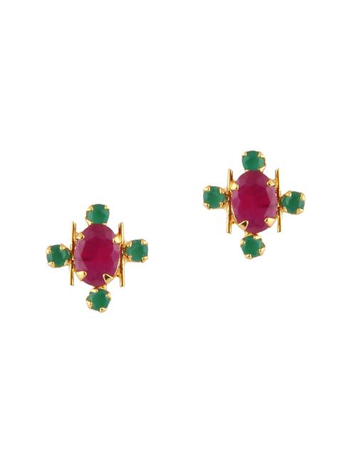 parijaat pack of cz stud earrings - 12796626 - Very Small Image - 1