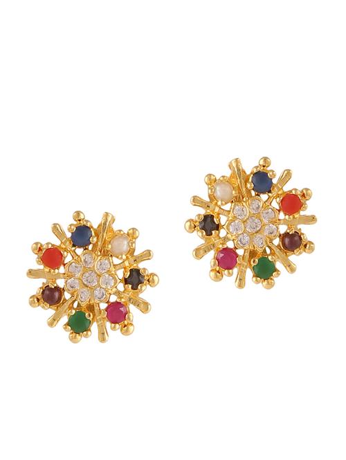 parijaat pack of cz stud earrings - 12796684 - Very Small Image - 1