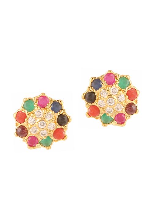 parijaat pack of cz stud earrings - 12796799 - Very Small Image - 1