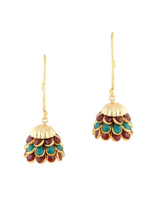 parijaat pack of cz jhumki earrings - 12797056 - Very Small Image - 1