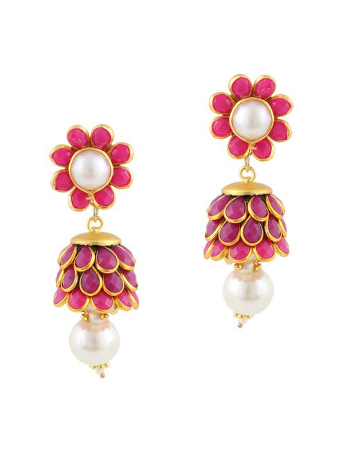 parijaat pack of cz jhumki earrings - 12797066 - Very Small Image - 1