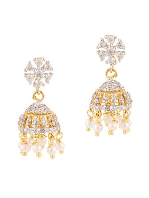 parijaat pack of cz jhumki earrings - 12797086 - Very Small Image - 1