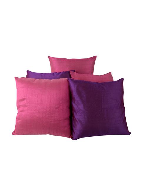 rajrang cushions & pillows reversible solid designs cushions zip closer polydupion set of 5 sofa cushion covers - 12797728 - Very Small Image - 1
