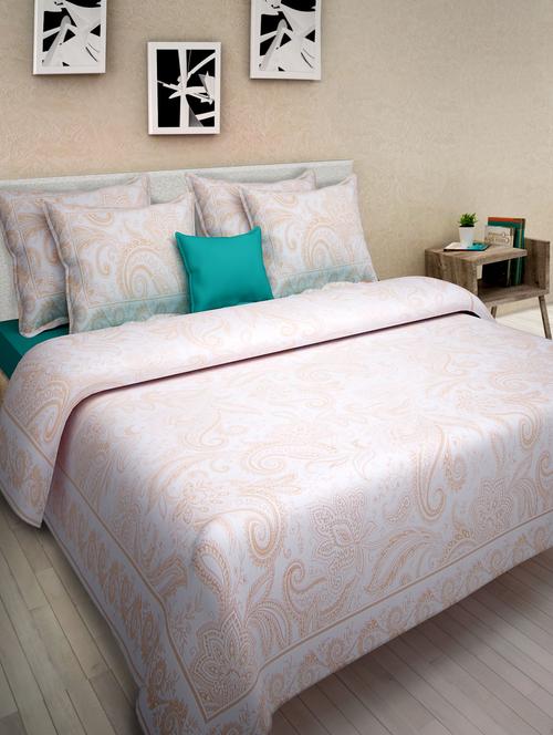 orange cotton printed double bed sheet set - 1279845 - Very Small Image - 1