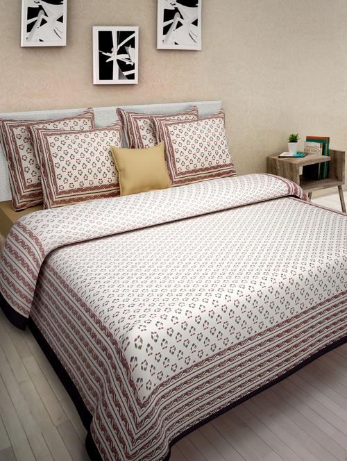 black cotton printed double bed sheet set - 1279862 - Very Small Image - 1