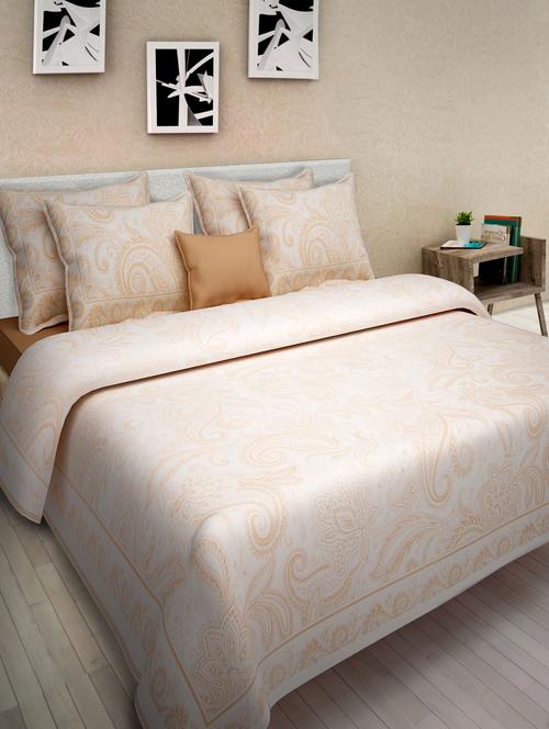 orange cotton printed double bed sheet set - 1279872 - Very Small Image - 1