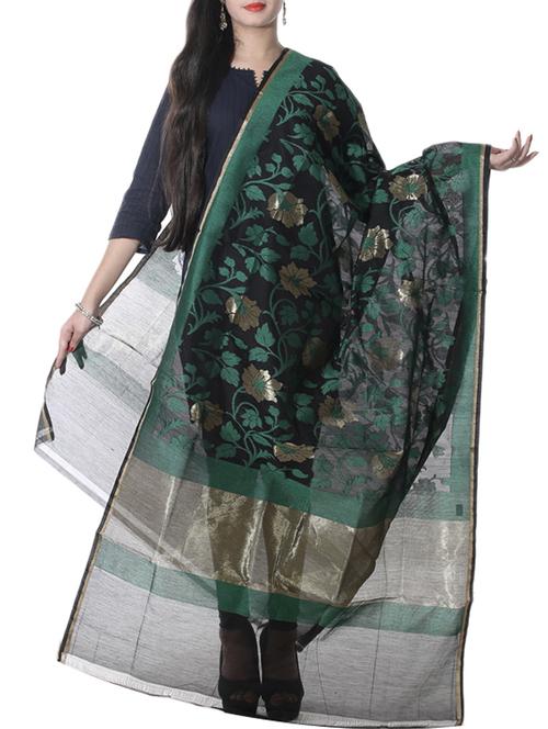 black banarasi silk dupatta - 12799524 - Very Small Image - 1