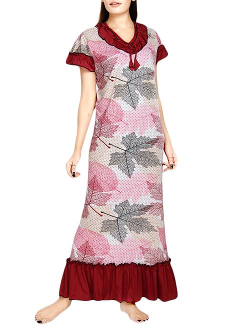 red printed satin gown - 12799920 - Very Small Image - 1