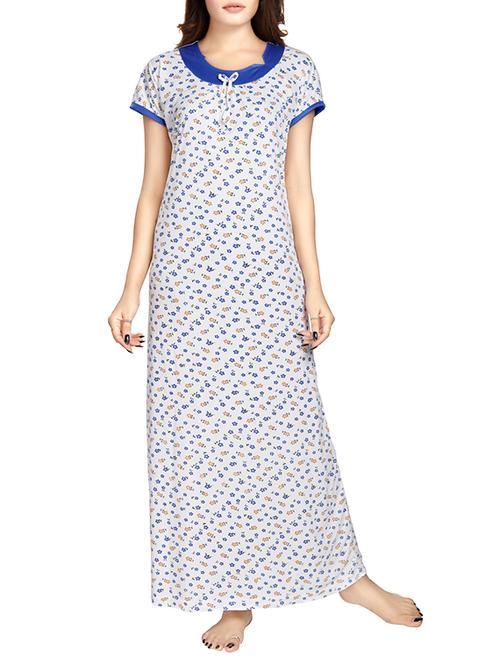 white floral printed satin gown - 12799941 - Very Small Image - 1