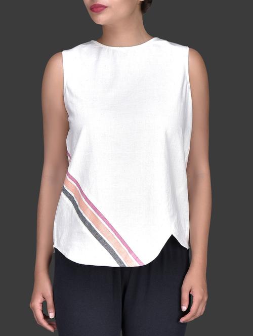 white printed handloom cotton top - 1280000 - Very Small Image - 1