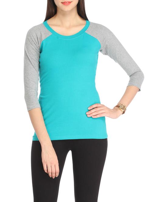 blue cotton regular tshirt - 12800133 - Very Small Image - 1