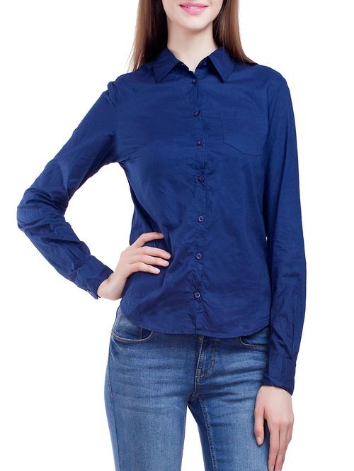 dark blue cotton regular shirt - 12800353 - Very Small Image - 1