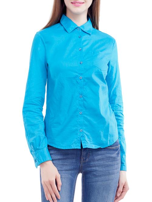 light blue cotton regular shirt - 12800356 - Very Small Image - 1