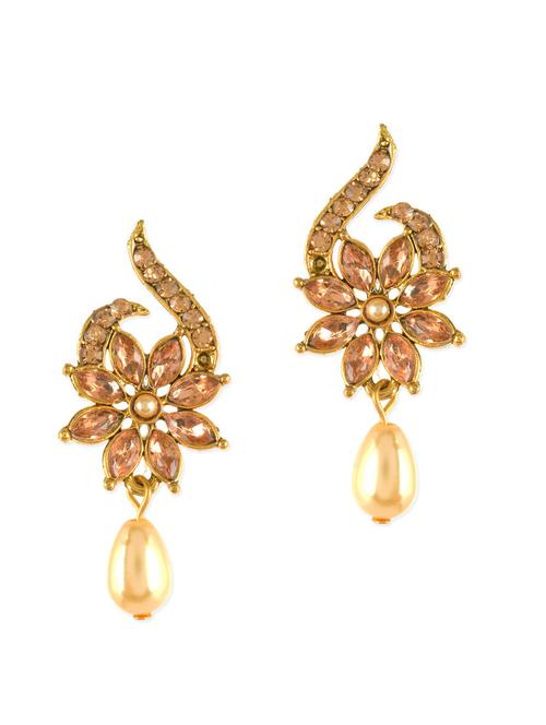 gold metal drop earring - 12800807 - Very Small Image - 1