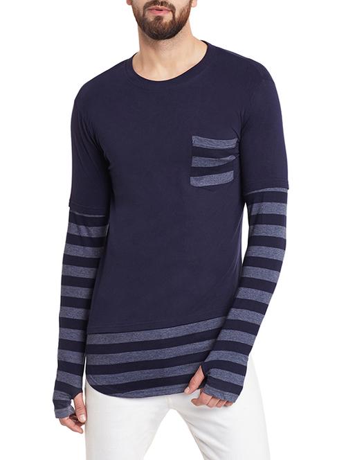 blue cotton blend pocket t-shirt - 12801087 - Very Small Image - 1