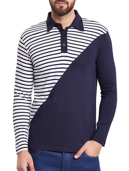 blue cotton stripedt-shirt - 12801103 - Very Small Image - 1