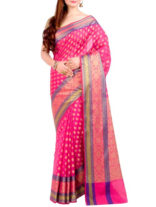 floral zari pallu banarasi saree - 12801432 - Very Small Image - 1
