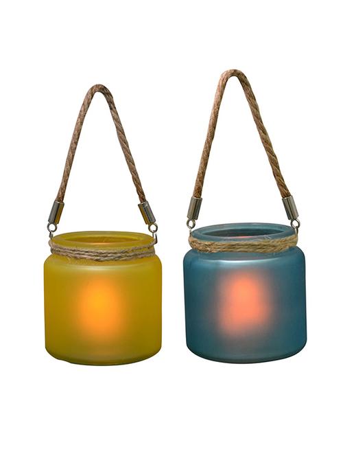 yellow & blue 2 hanging bucket style tealight holders - 12801584 - Very Small Image - 1