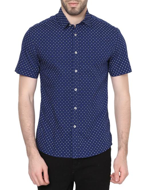 blue cotton casual shirt - 12802011 - Very Small Image - 1