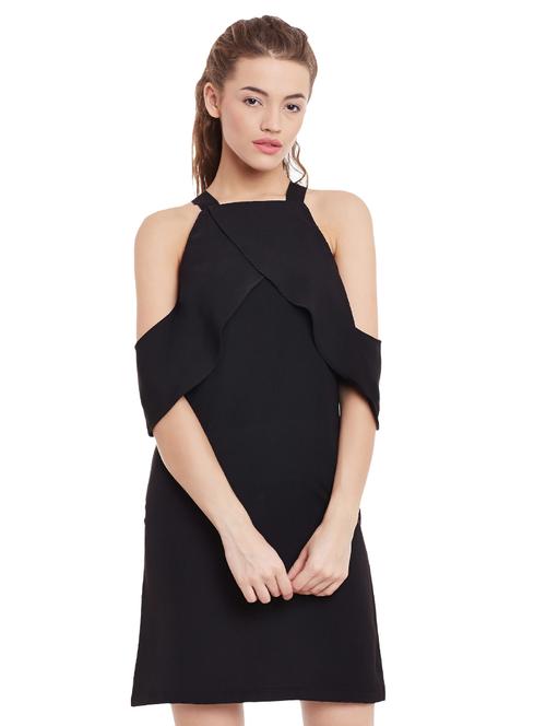 cross-over detail cold shoulder dress - 12805733 - Very Small Image - 1