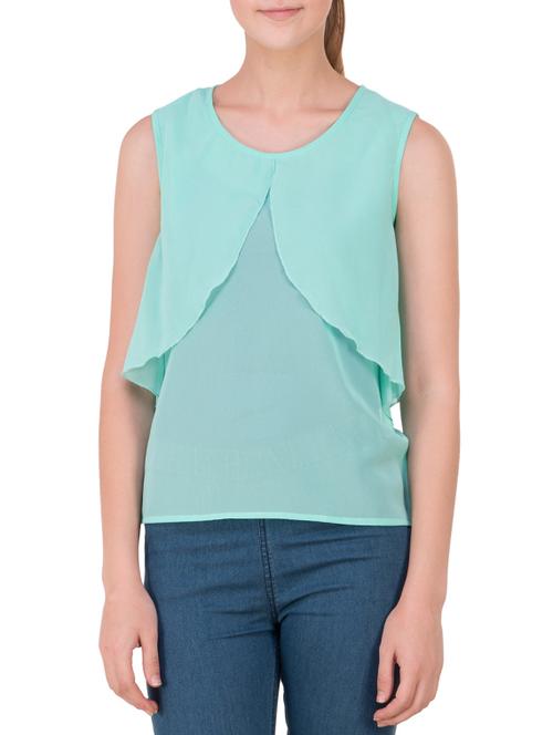 green poly georgette regular top - 12806551 - Very Small Image - 1