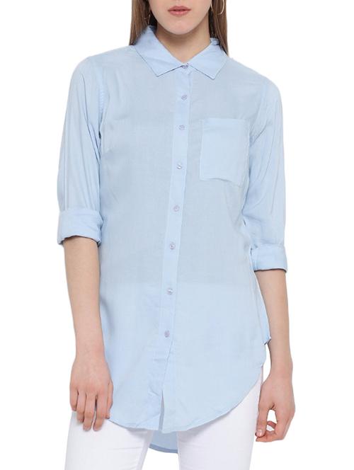 light blue viscose shirt - 12806684 - Very Small Image - 1