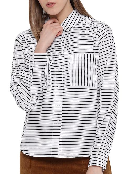 white striped polyester regular shirt - 12806687 - Very Small Image - 1