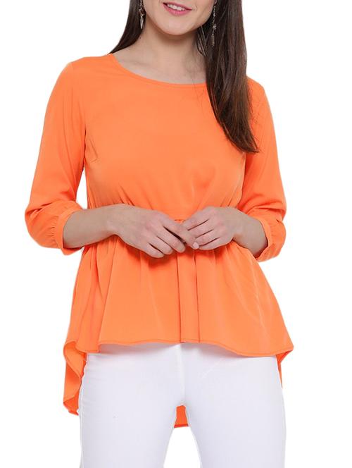 orange polyester peplum top - 12806749 - Very Small Image - 1