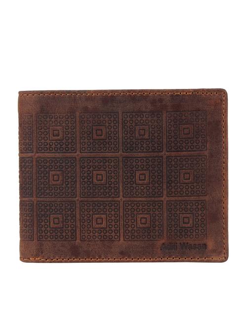 embossed brown genuine leather wallet - 12807612 - Very Small Image - 1