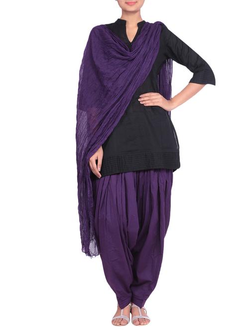 purple cotton salwar with dupatta - 12808797 - Very Small Image - 1