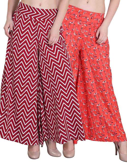 set of 2 multicolored printed crepe palazzos - 12809854 - Very Small Image - 1
