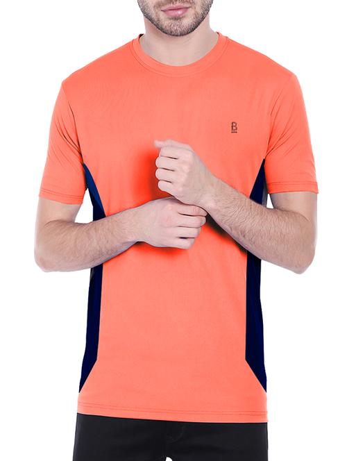 orange color block polyester t-shirt - 12810277 - Very Small Image - 1